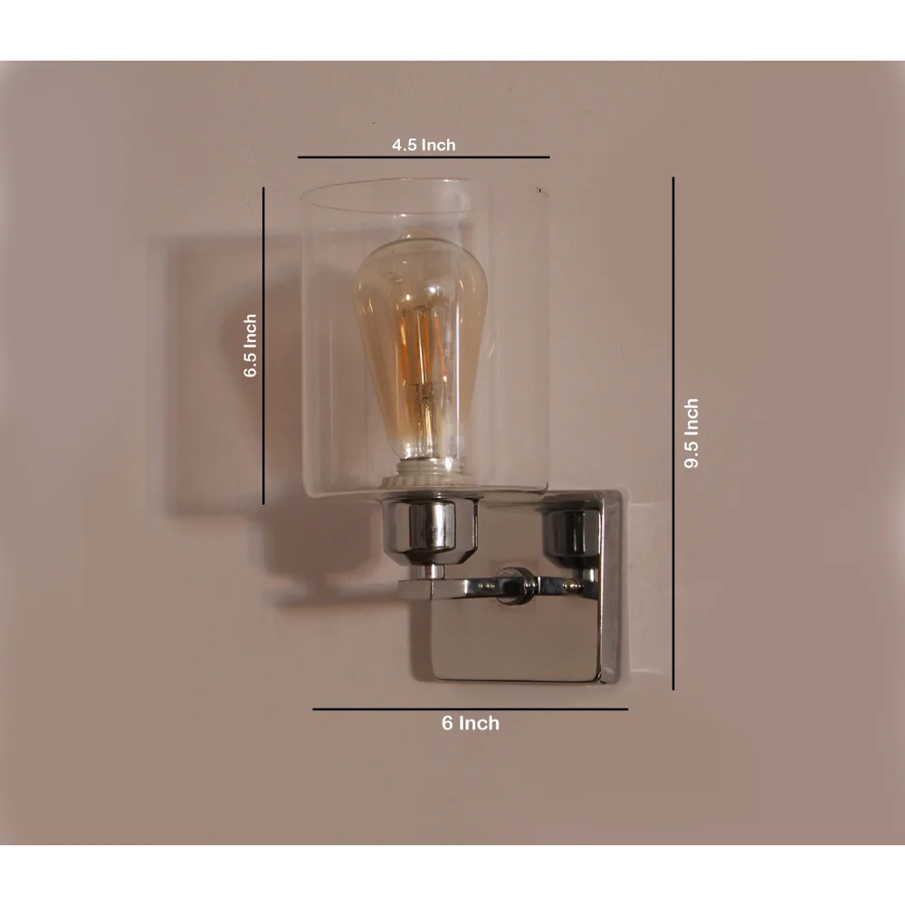 Elegant Chrome Finish Clear Glass Wall Sconce | SKE-140028