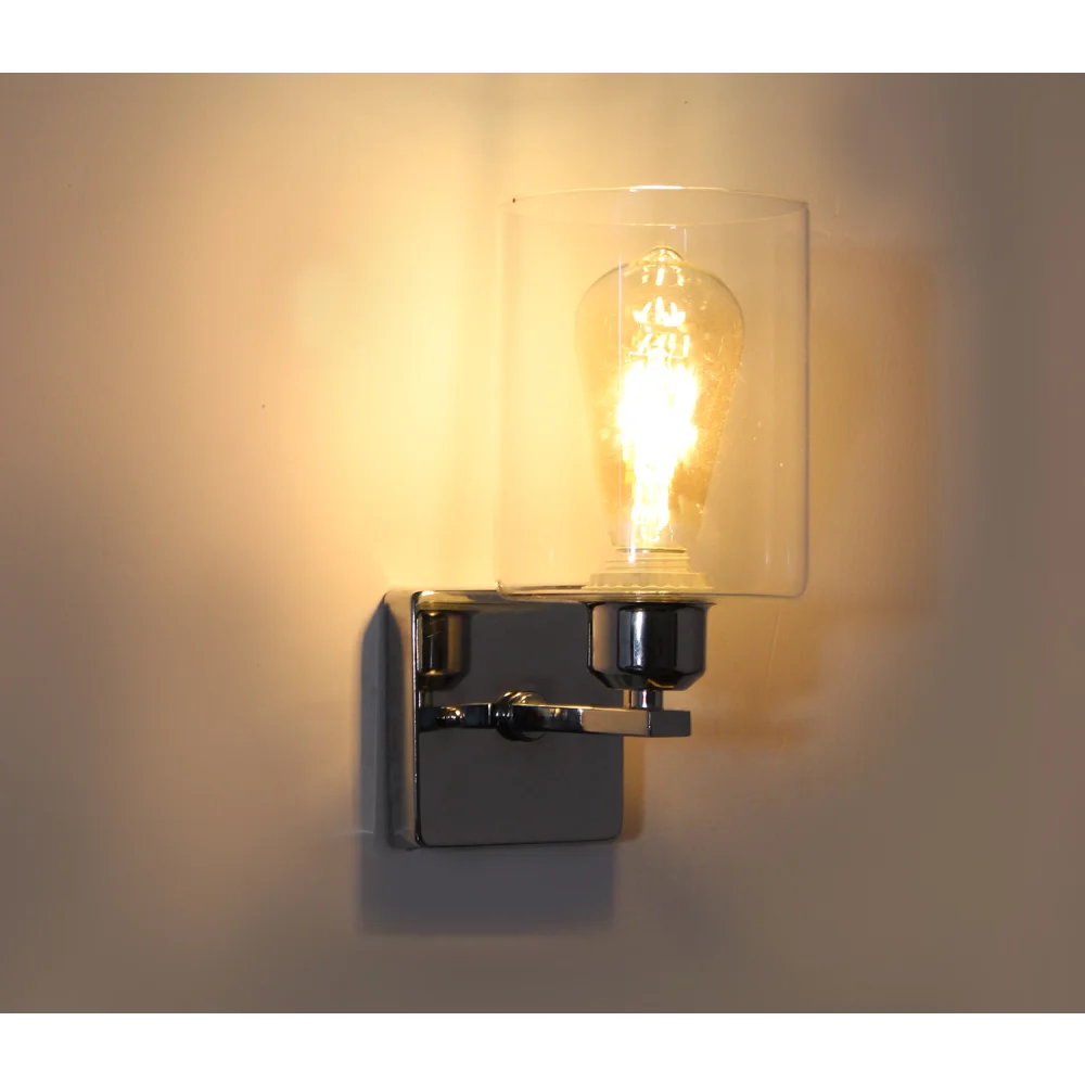Elegant Chrome Finish Clear Glass Wall Sconce | SKE-140028