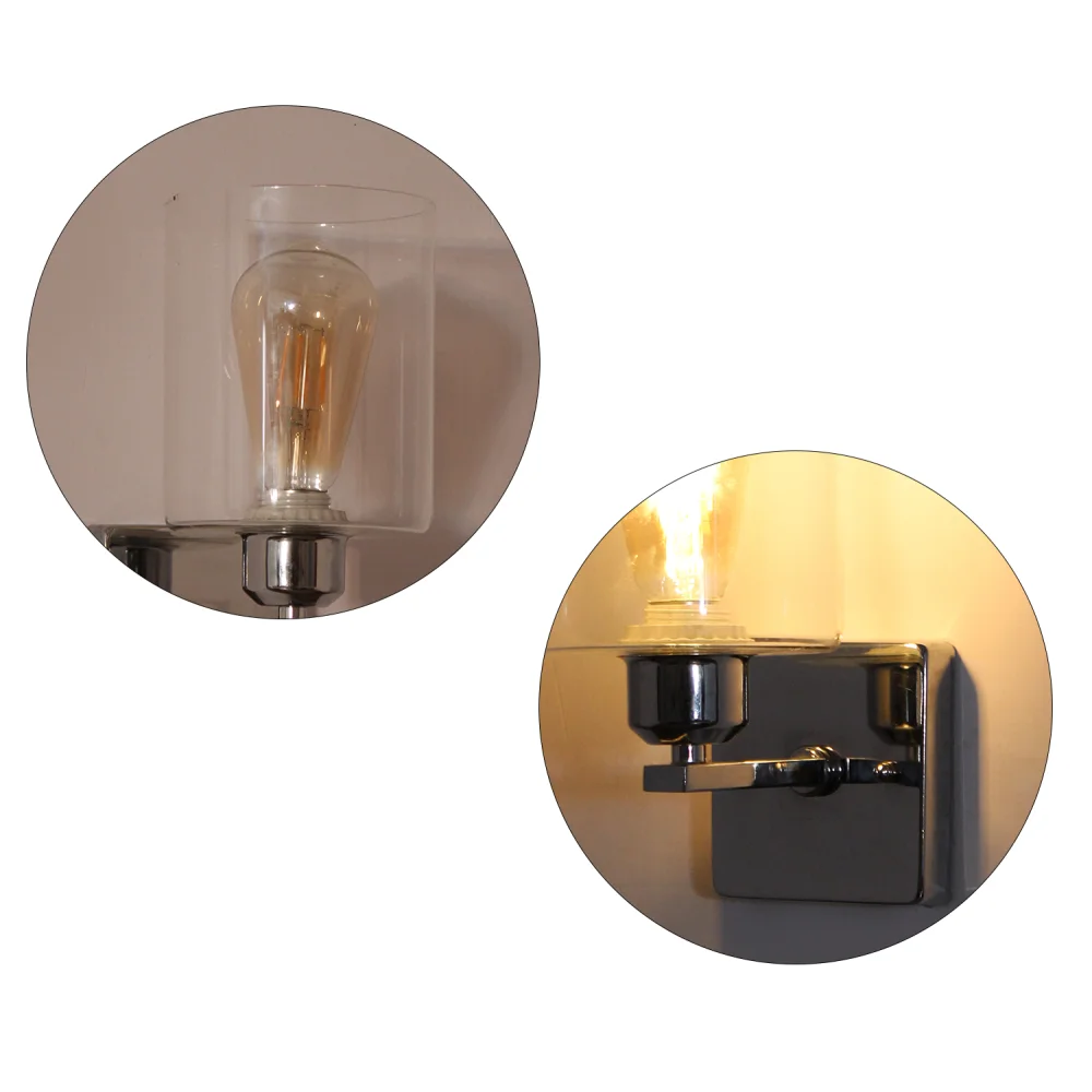 Elegant Chrome Finish Clear Glass Wall Sconce | SKE-140028