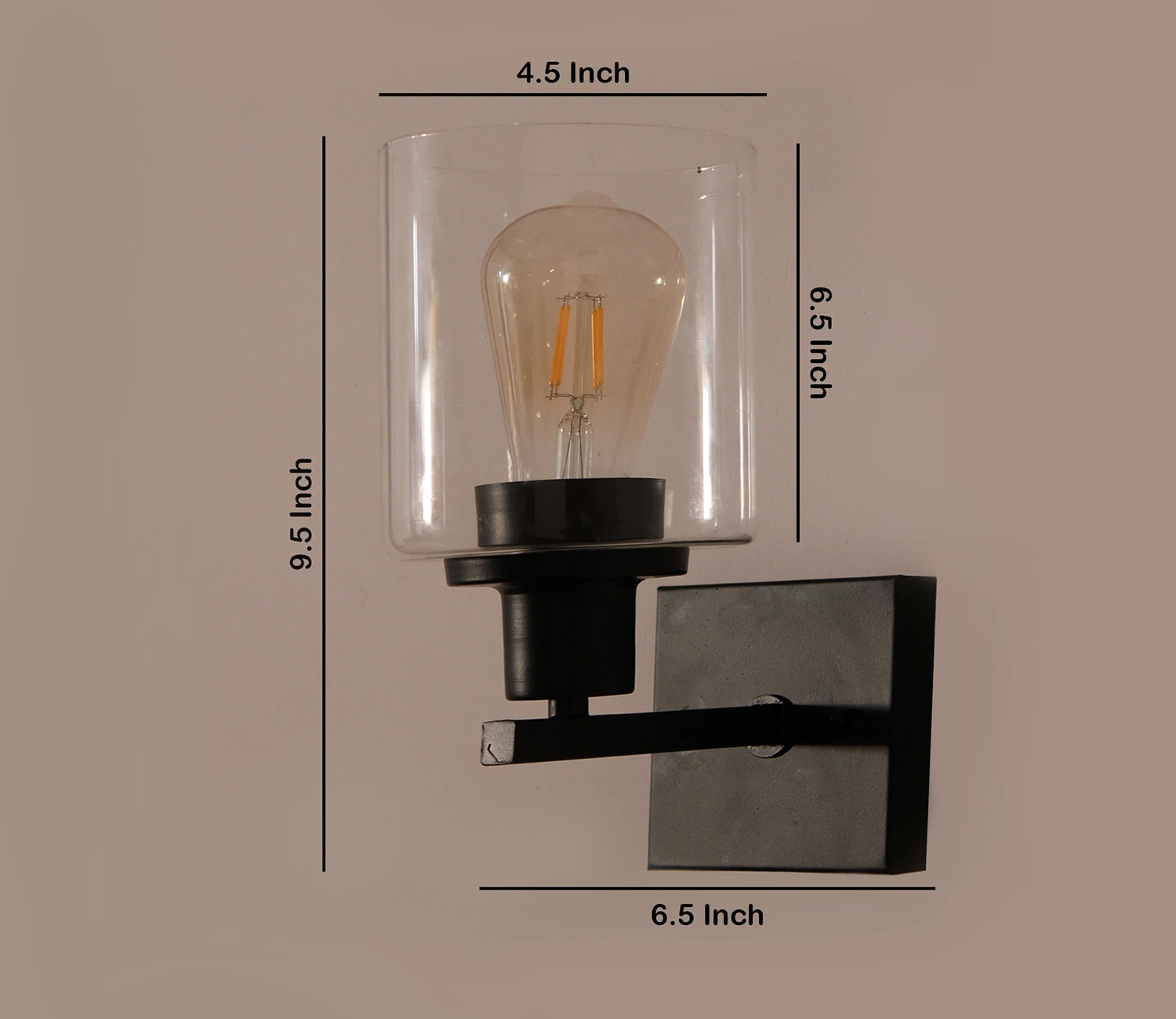 Mate Black Wall Sconce with Clear Glass Shade | SKE-140029