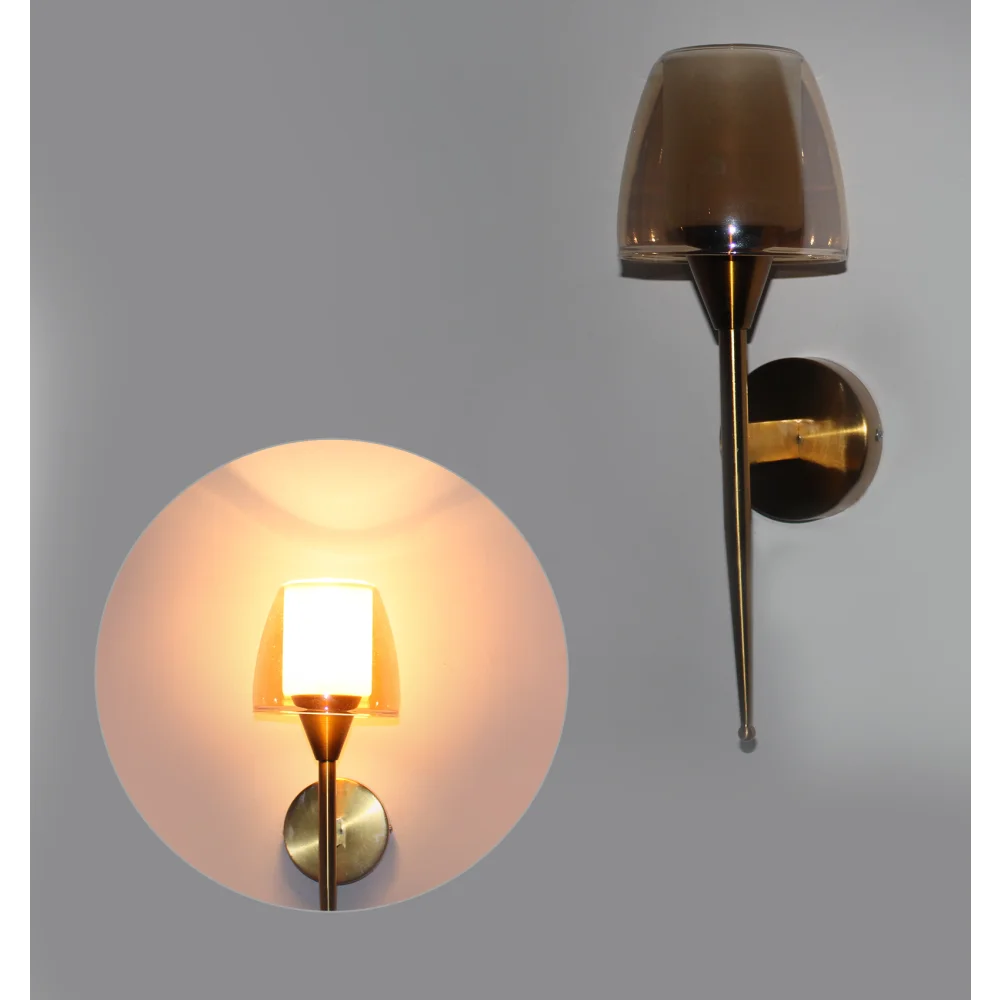 Antique Brass Wall Sconce with Double Shaded Glass | SKE-140023 DSWS