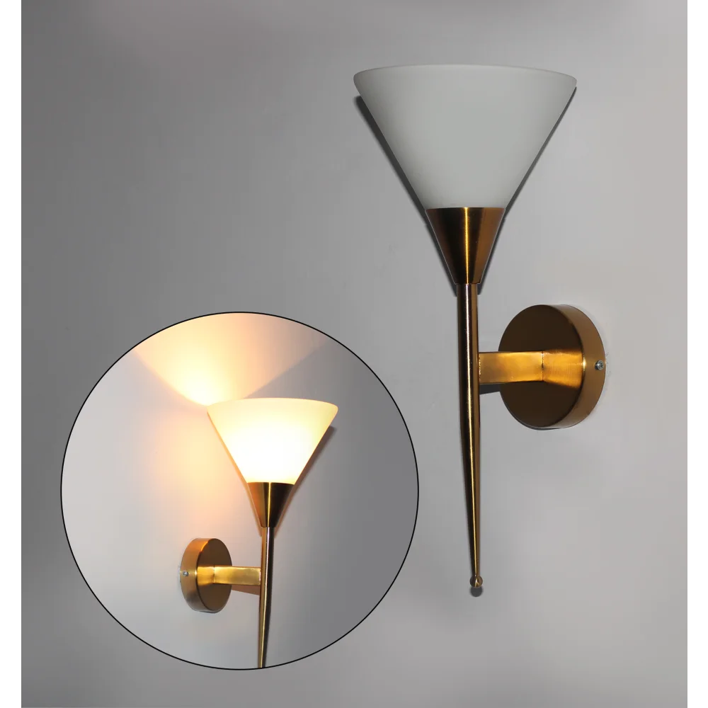Modern Brass Wall Sconce with Cone Glass Shade for Home | SKE-140023 MWULWS