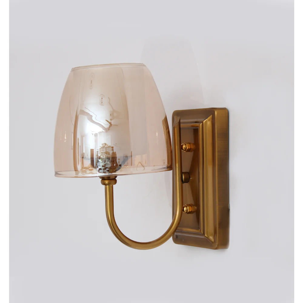Brass Finish Wall Sconce with Double Shaded Glass | SKE-140022 BFWSDSG