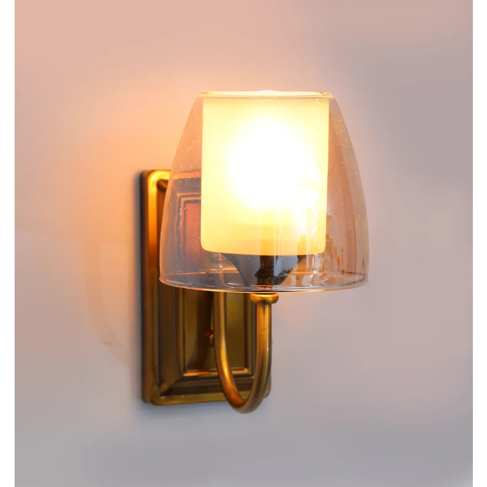 Brass Finish Wall Sconce with Double Shaded Glass | SKE-140022 BFWSDSG