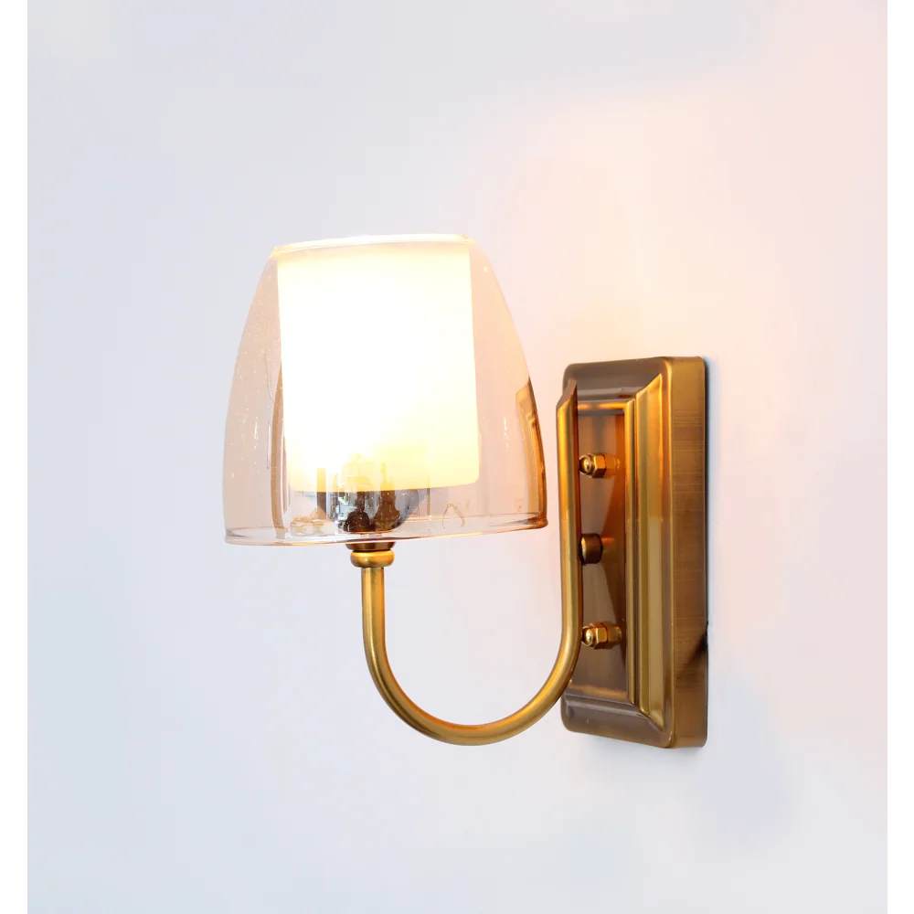 Brass Finish Wall Sconce with Double Shaded Glass | SKE-140022 BFWSDSG