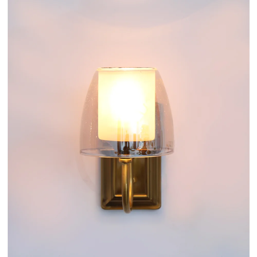 Brass Finish Wall Sconce with Double Shaded Glass | SKE-140022 BFWSDSG