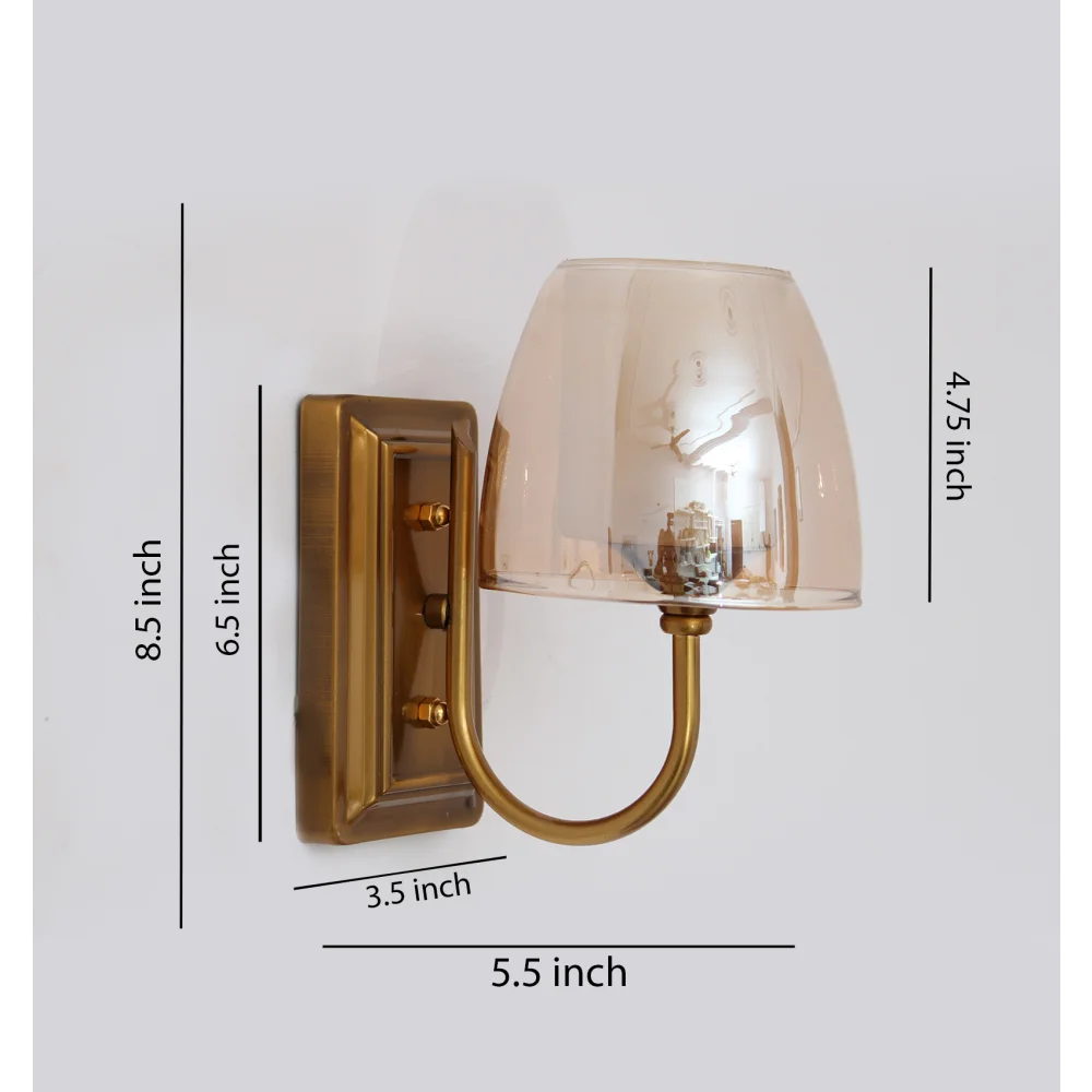 Brass Finish Wall Sconce with Double Shaded Glass | SKE-140022 BFWSDSG