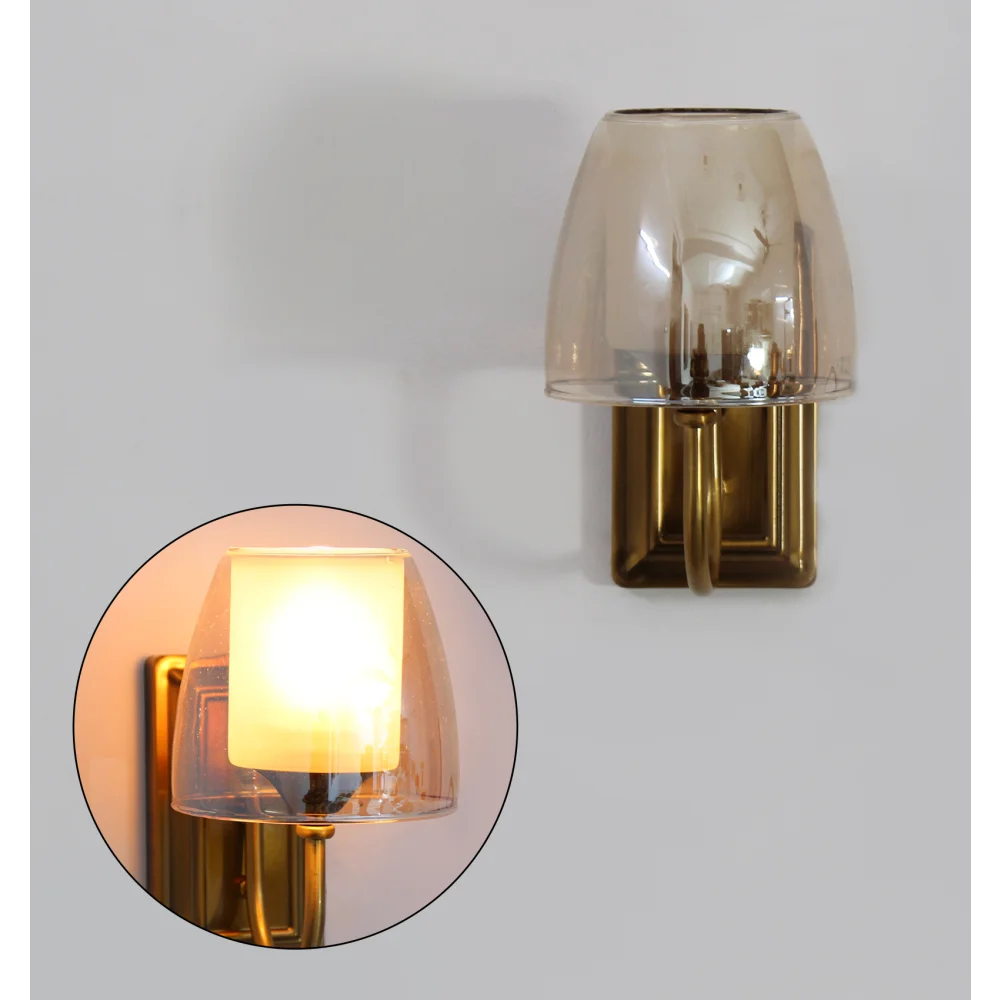 Brass Finish Wall Sconce with Double Shaded Glass | SKE-140022 BFWSDSG
