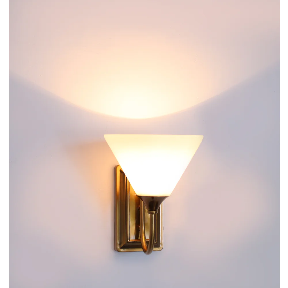 Brass Finish Wall Sconce with Milky White | SKE-140022 BFMWULG
