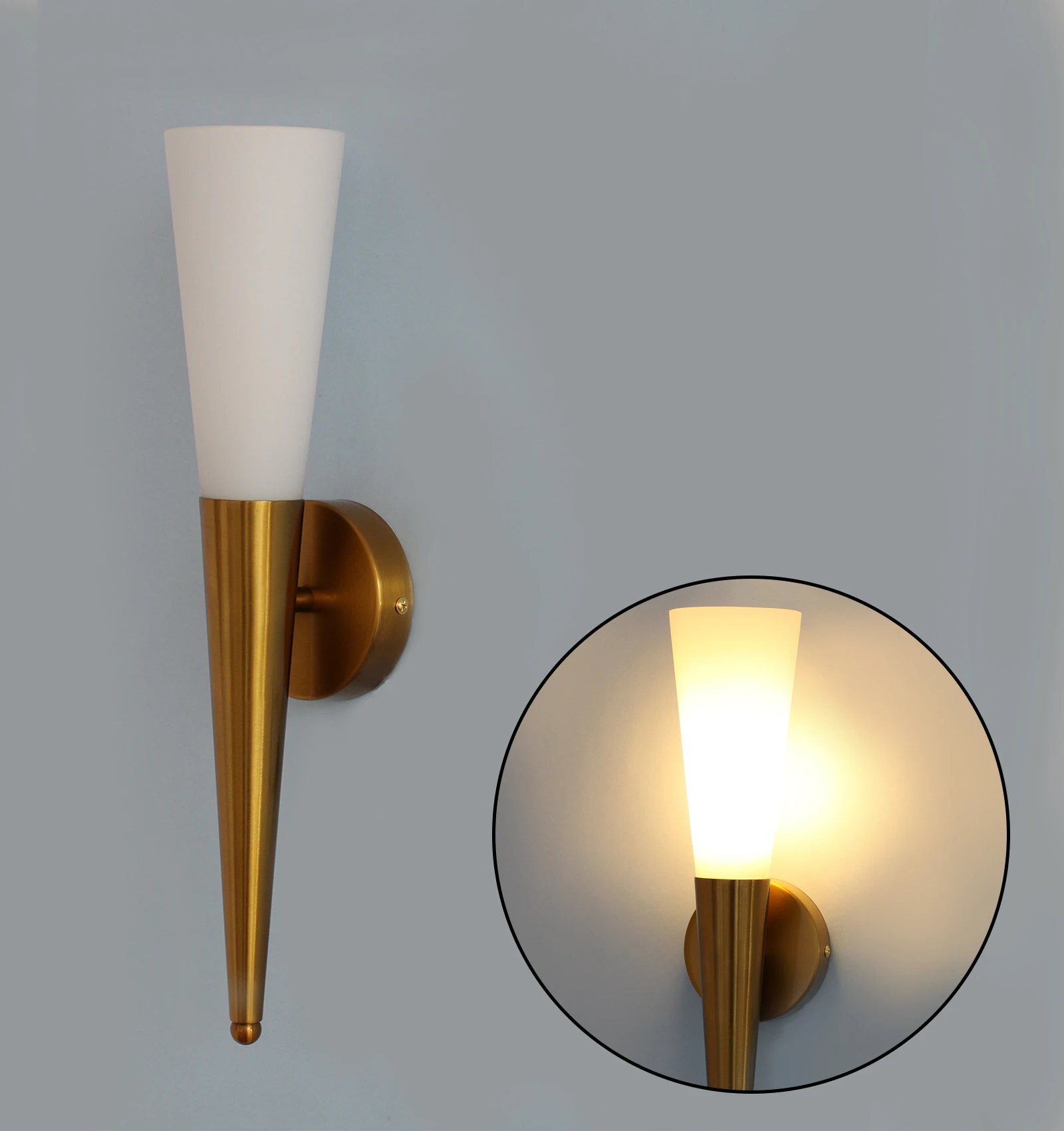 Mashal Fancy Wall Light in Brass Finish with Milky White Glass | SKE-140021_MWL