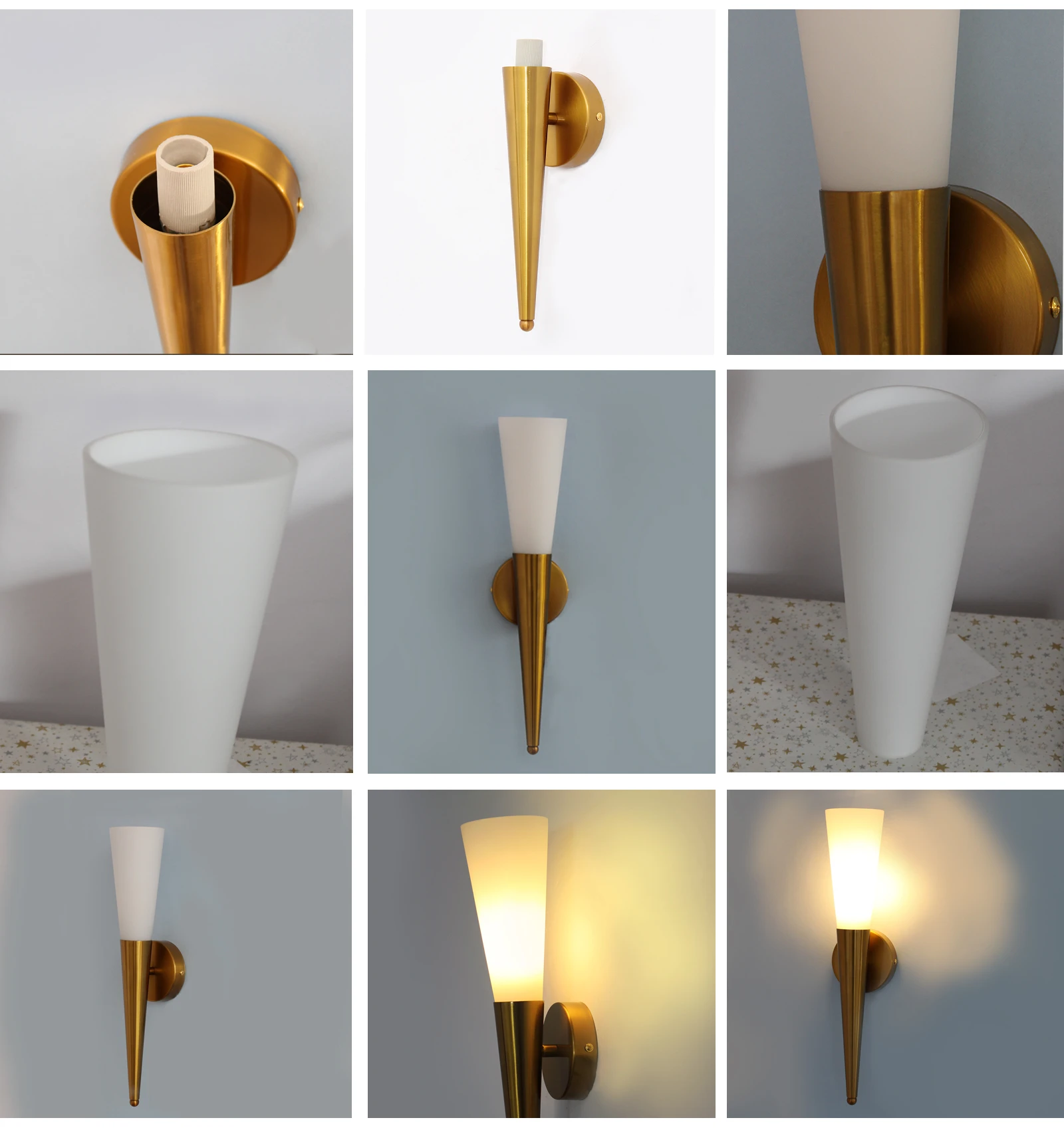 Mashal Fancy Wall Light in Brass Finish with Milky White Glass | SKE-140021_MWL