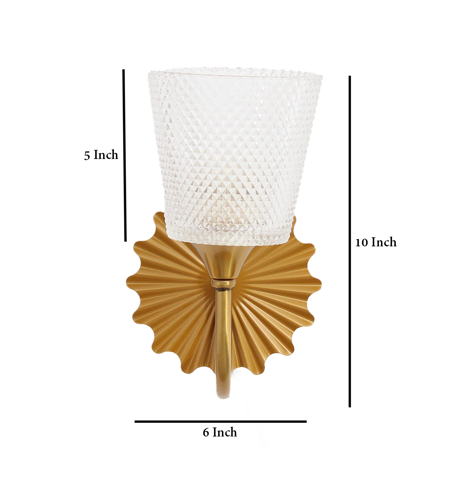 Chic And Stylish Gold Finish Wall Light With White Diamond Cutting Glass | SKE-140020WDCG