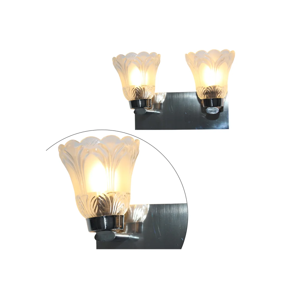 Dual Frosted Glass Wall Sconce Light with Chrome Finish | SKE-140017_2 CTFDG