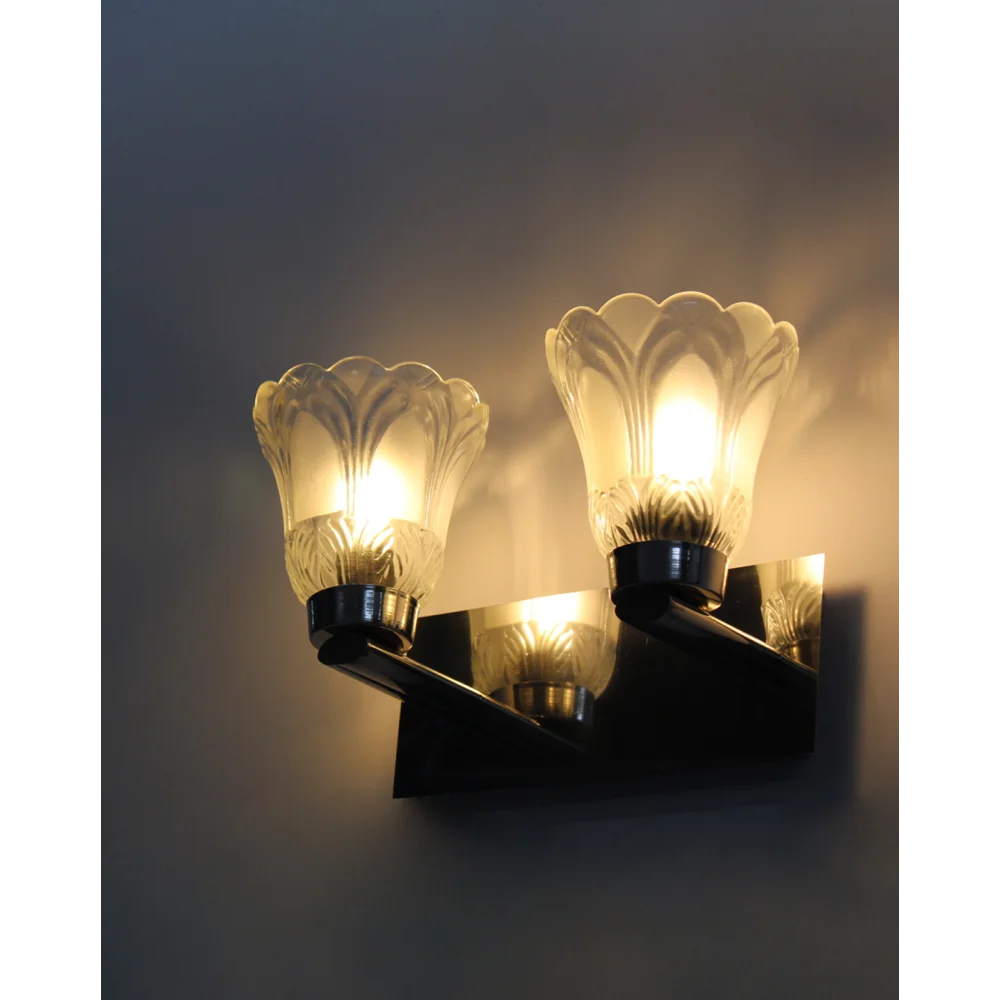 Dual Frosted Glass Wall Sconce Light with Chrome Finish | SKE-140017_2 CTFDG