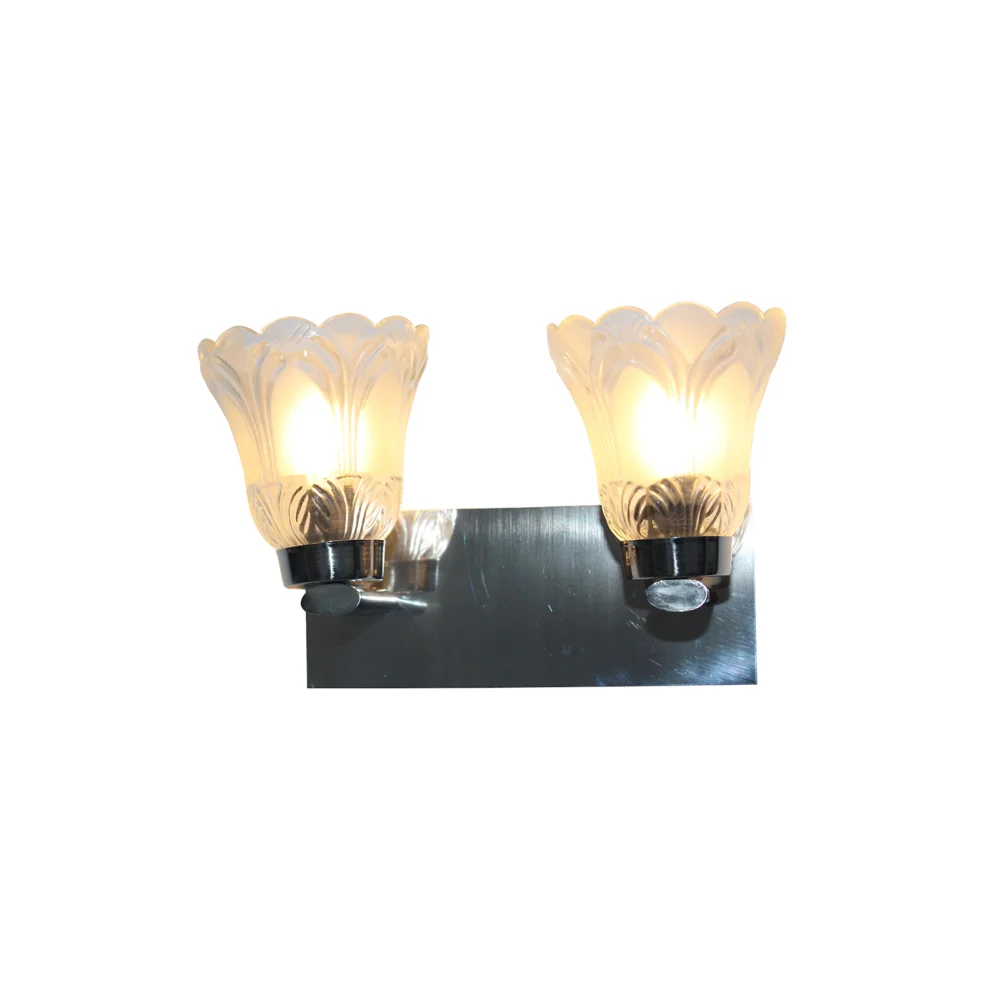 Dual Frosted Glass Wall Sconce Light with Chrome Finish | SKE-140017_2 CTFDG