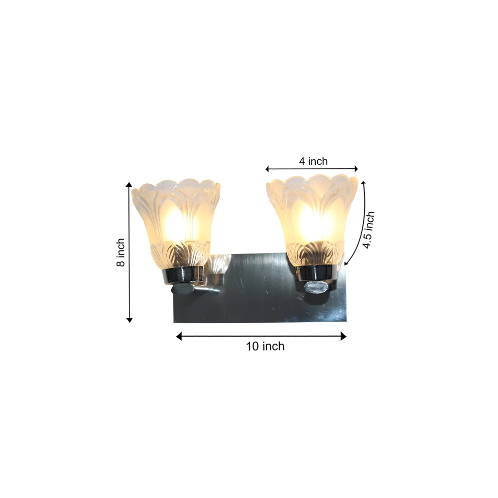 Dual Frosted Glass Wall Sconce Light with Chrome Finish | SKE-140017_2 CTFDG