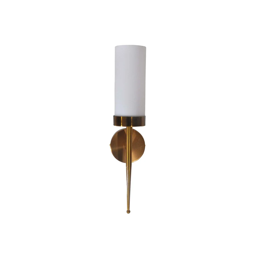 Modern Brass Wall Sconce with Frosted Glass Cylinder Shade | SKE-140002/1