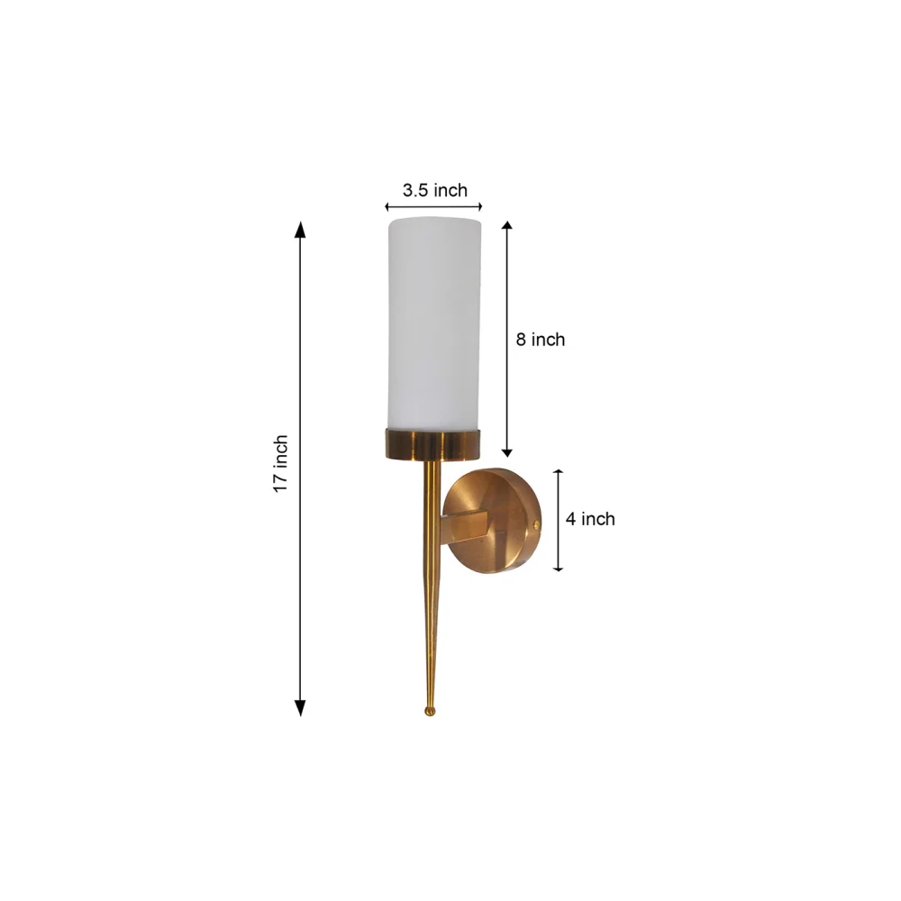 Modern Brass Wall Sconce with Frosted Glass Cylinder Shade | SKE-140002/1
