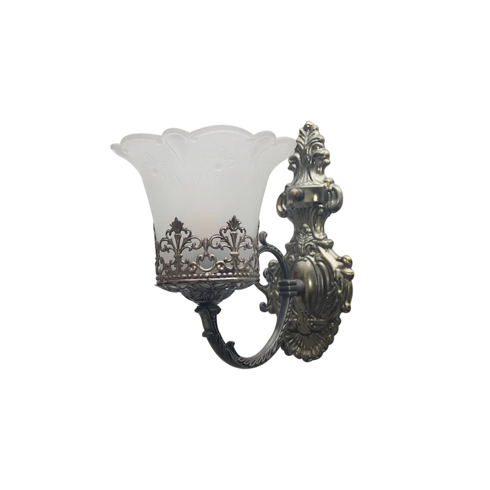 Vintage Wall Sconce with Milky White Glass Shade | Antique Finish |SKE-140013 ADWLTMWSWL