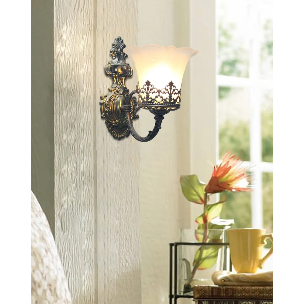 Vintage Wall Sconce with Milky White Glass Shade | Antique Finish |SKE-140013 ADWLTMWSWL