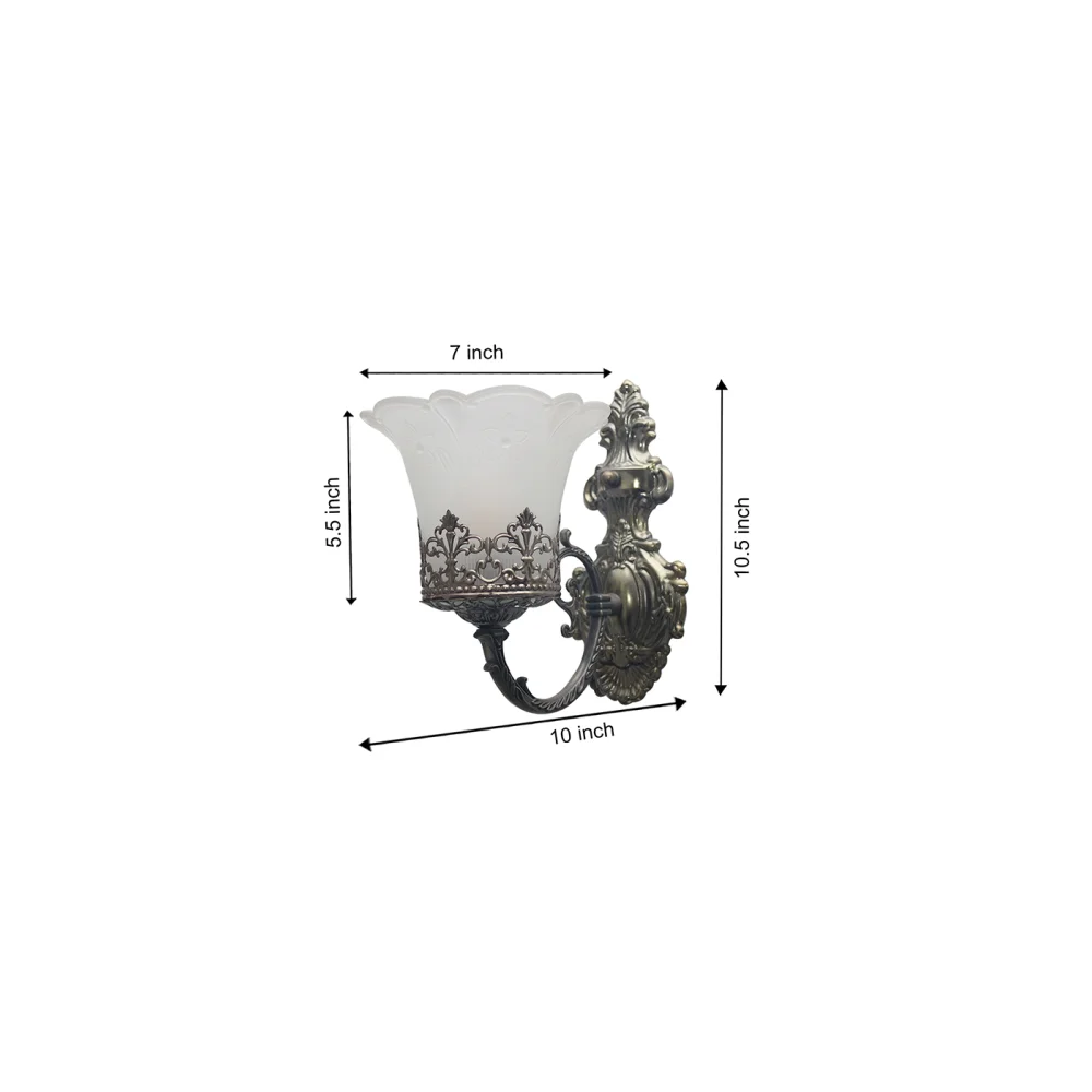 Vintage Wall Sconce with Milky White Glass Shade | Antique Finish |SKE-140013 ADWLTMWSWL