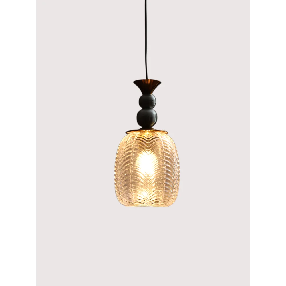 Vintage Hanging Pendant Light with Textured Crystal Glass Shade for Living Room | SKE-170001