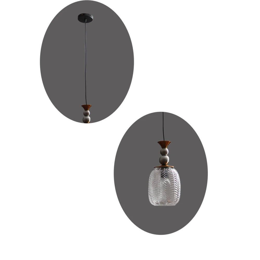 Vintage Hanging Pendant Light with Textured Crystal Glass Shade for Living Room | SKE-170001