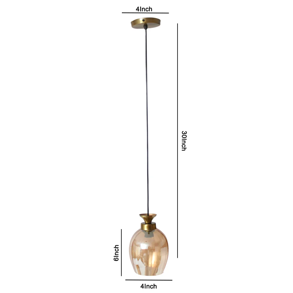 Hanging Light with Amber Glass Shade | SKE-170003 AG