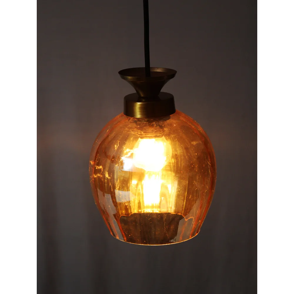 Hanging Light with Amber Glass Shade | SKE-170003 AG