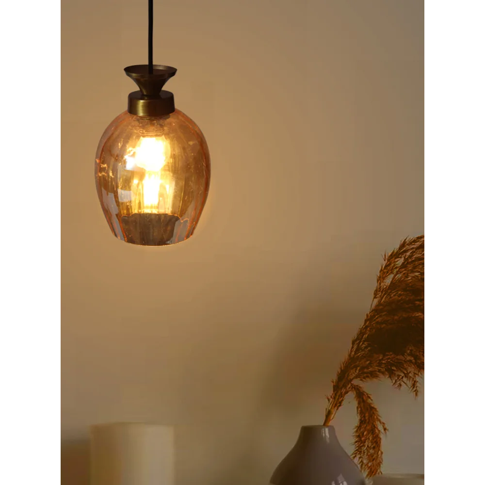 Hanging Light with Amber Glass Shade | SKE-170003 AG