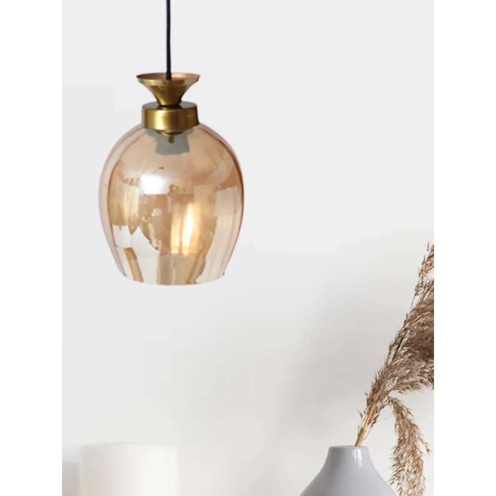 Hanging Light with Amber Glass Shade | SKE-170003 AG