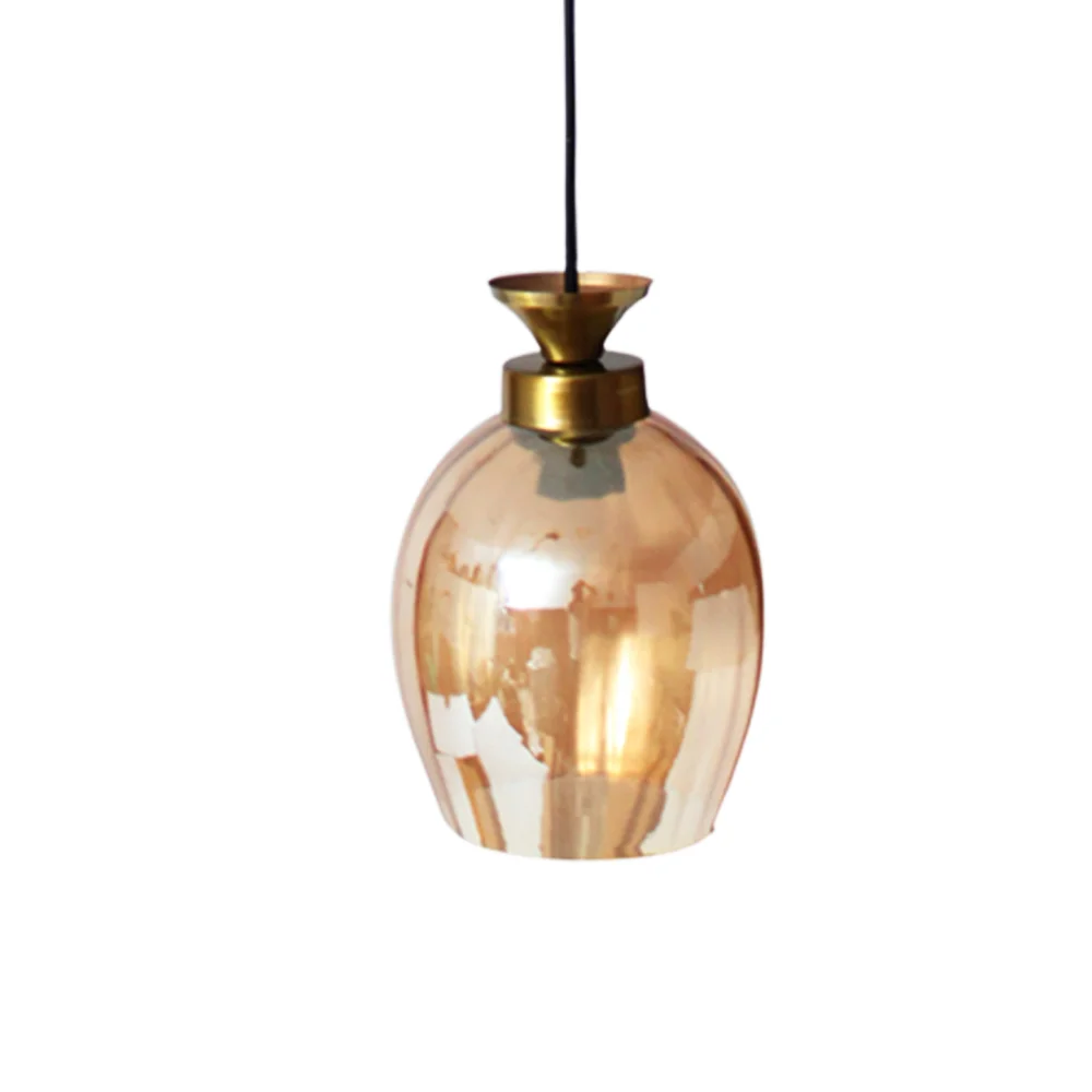 Hanging Light with Amber Glass Shade | SKE-170003 AG