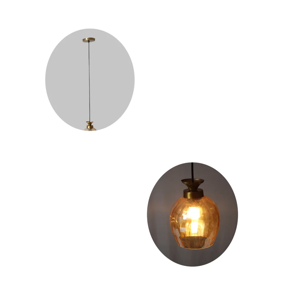 Hanging Light with Amber Glass Shade | SKE-170003 AG