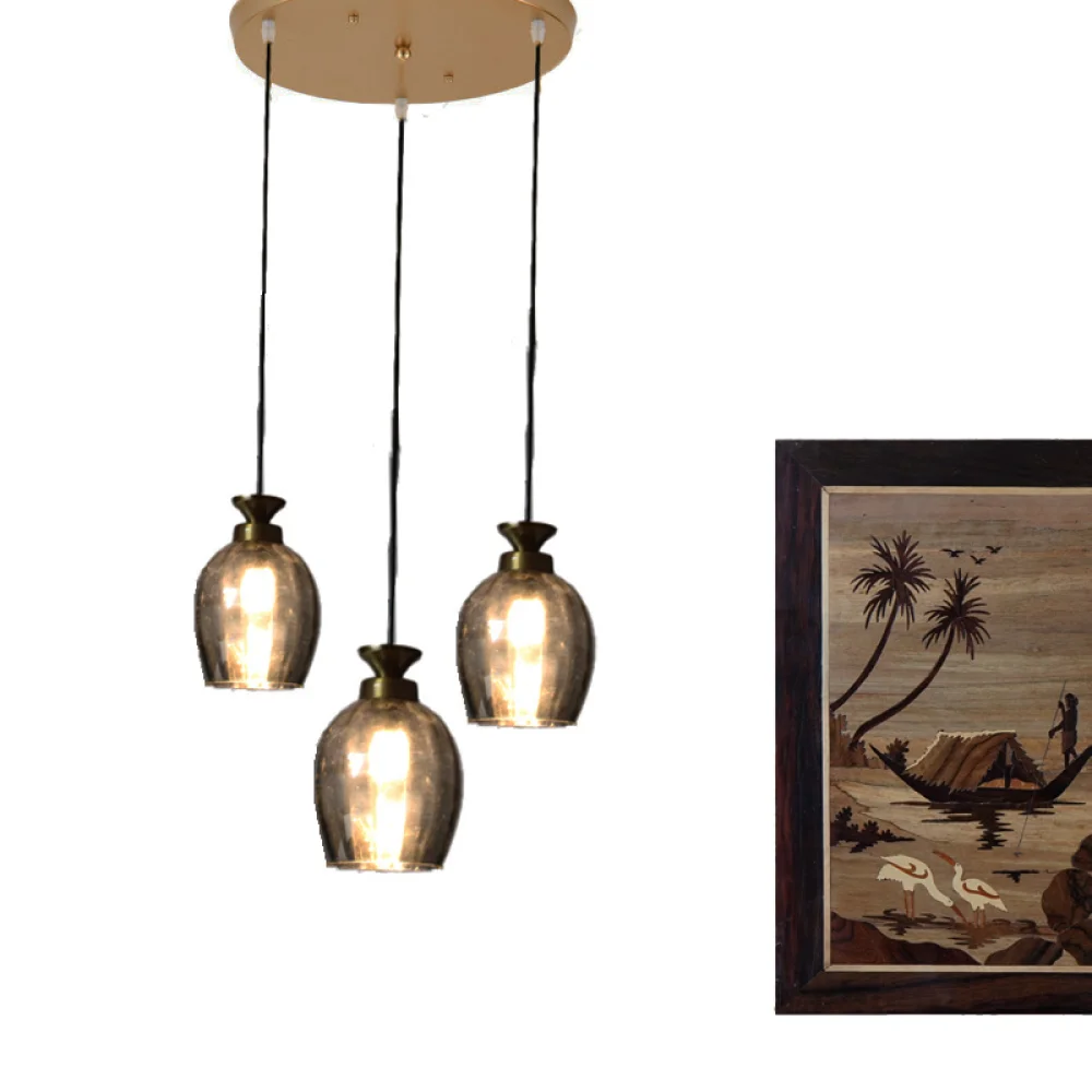 Modern Cluster Pendant Hanging Smoke Glass Light | SKE-170003/3 SGCH