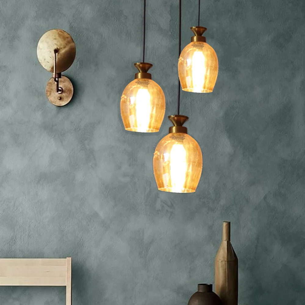 Elegant Cluster Pendant Hanging Amber Glass Light |SKE-170003/3 AGCH