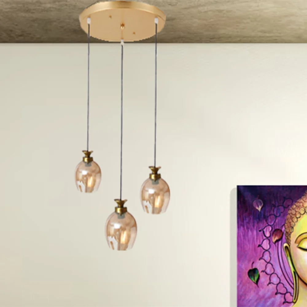 Elegant Cluster Pendant Hanging Amber Glass Light |SKE-170003/3 AGCH