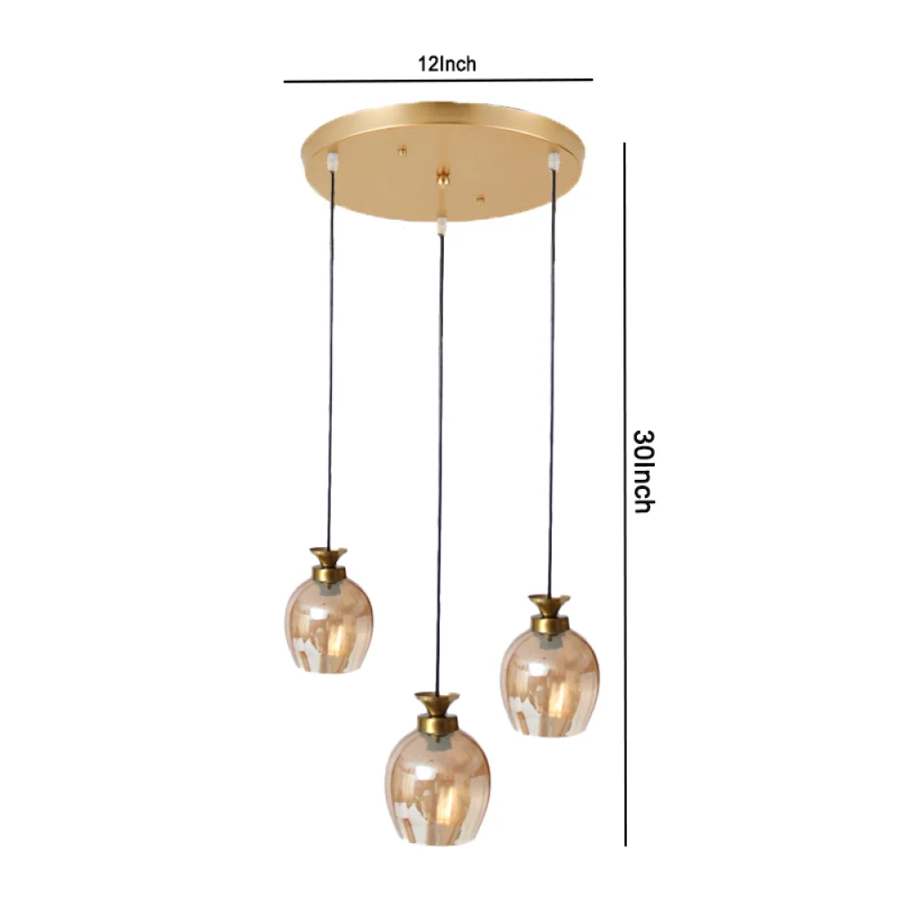 Elegant Cluster Pendant Hanging Amber Glass Light |SKE-170003/3 AGCH