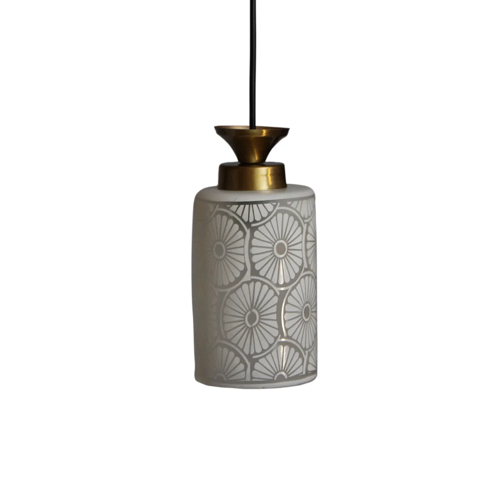 Elegant Ceramic Pendant Light with Floral Pattern |SKE-170004