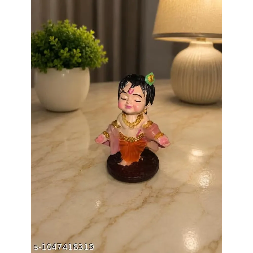 Idols & Figurines Shree Krishna Little Idol Divine Grace | Handcrafted for Home Decor | Spirituality | Expressive features | Traditional ornaments | A signature peacock feather detail