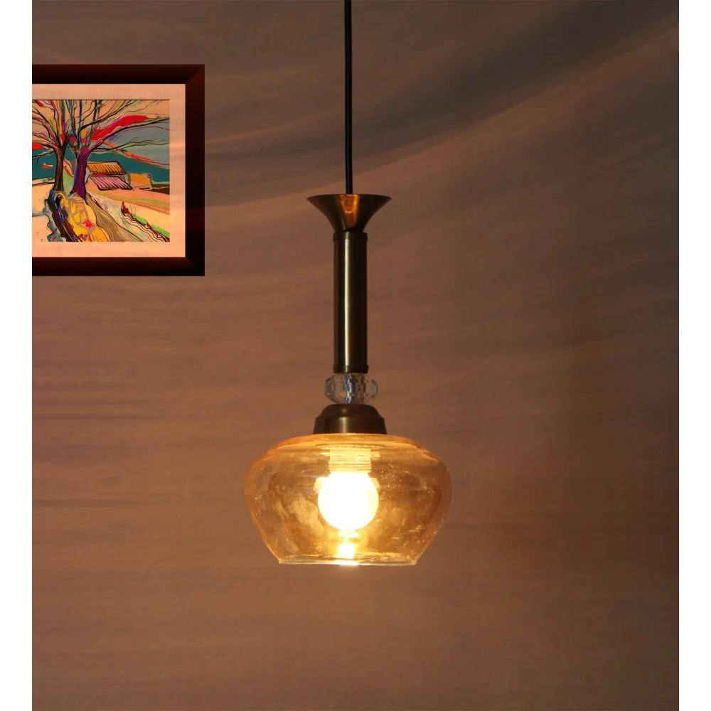 Amber Kachori Glass Hanging Lamp | SKE-170008_KG