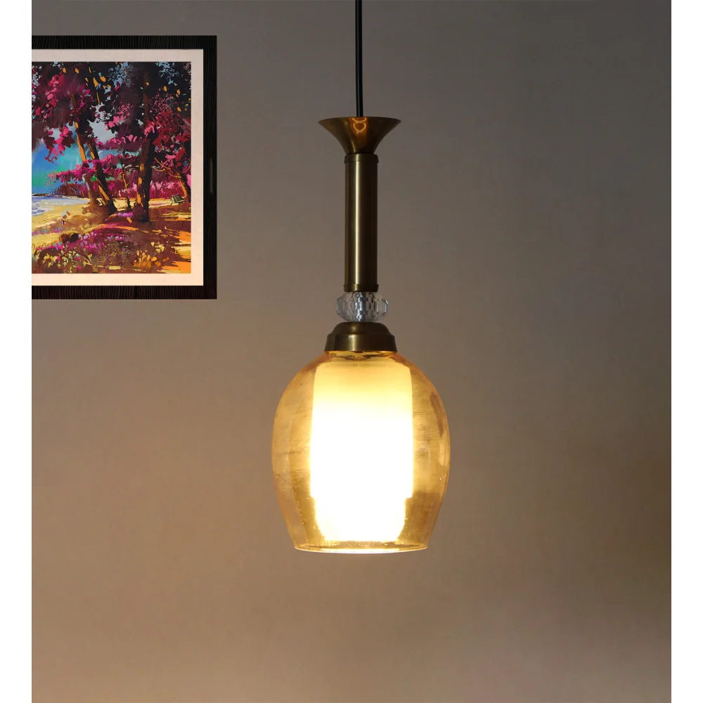 Modern Plain Amber Glass Hanging Light | SKE-170008_PMG