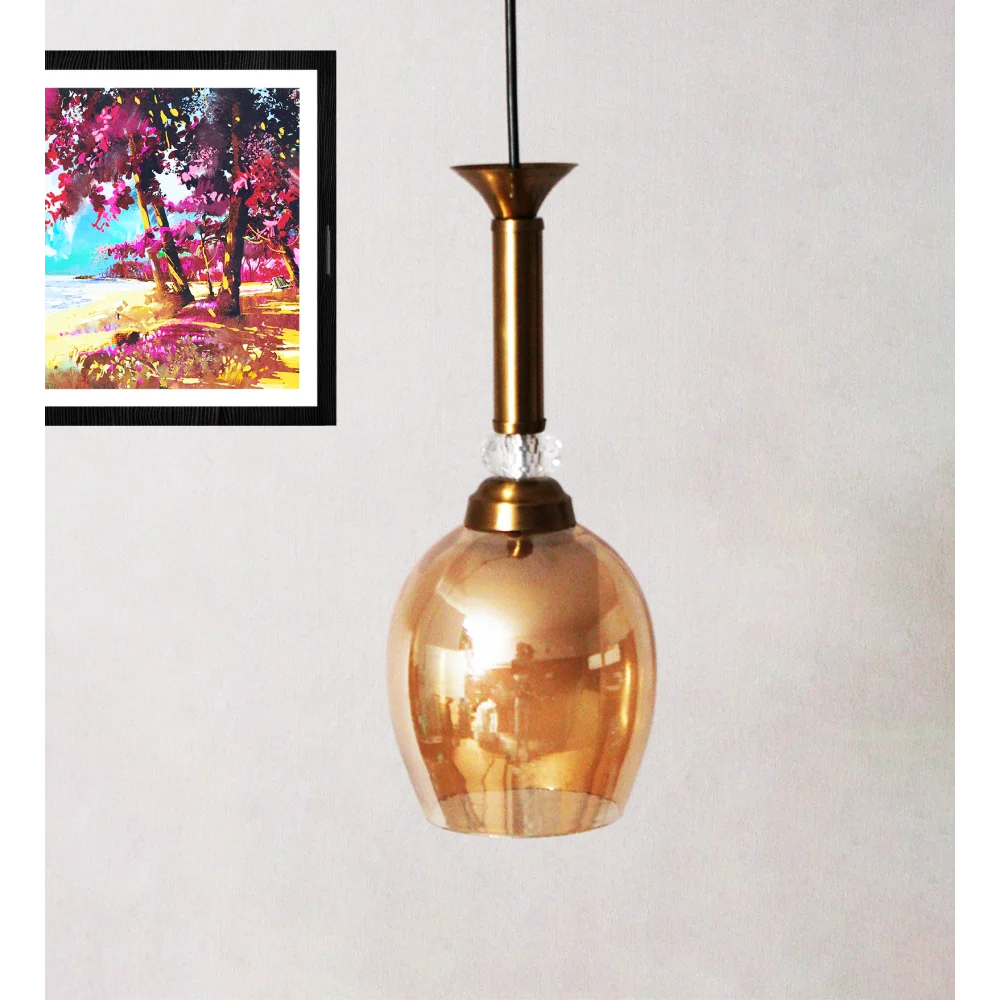 Modern Plain Amber Glass Hanging Light | SKE-170008_PMG