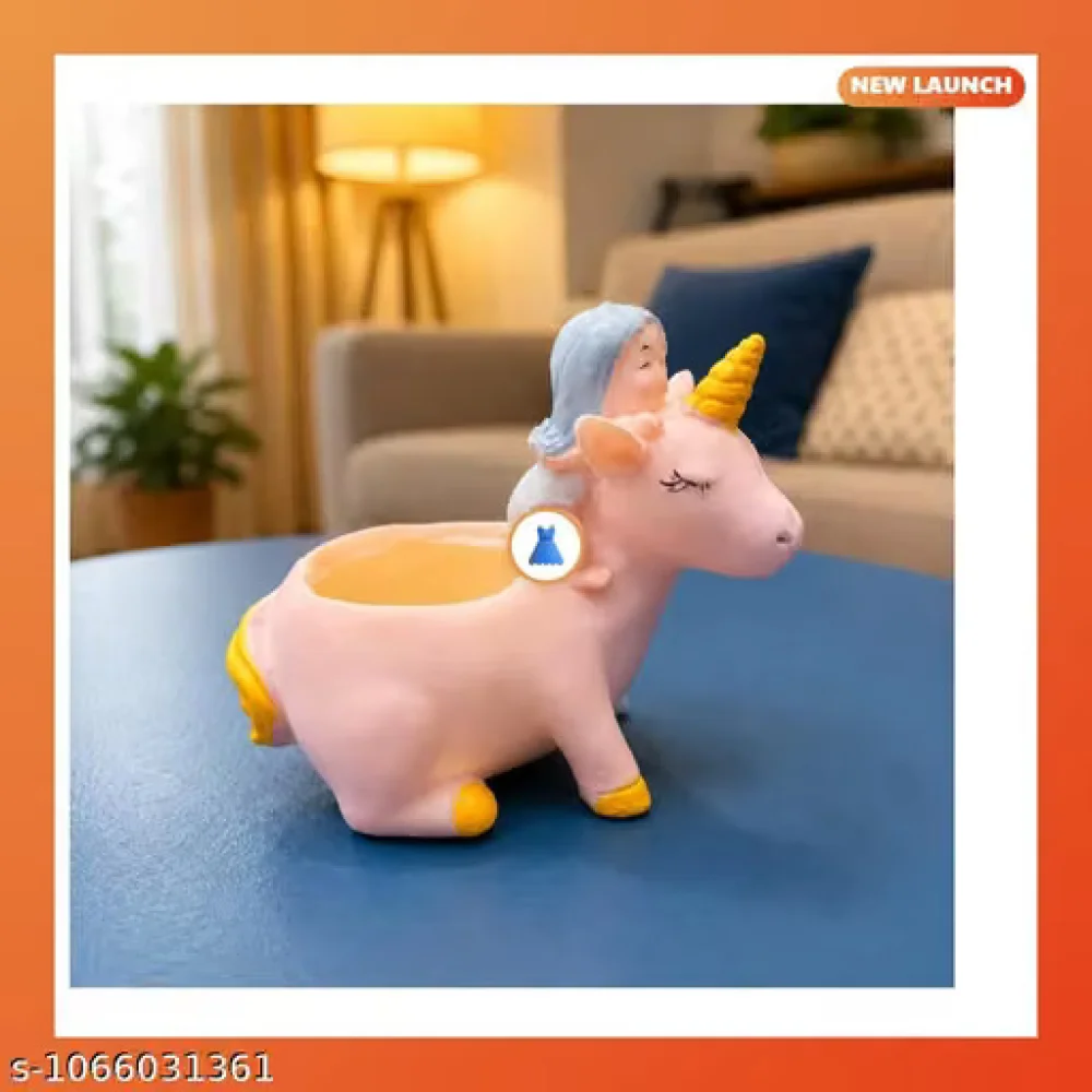 Fairy Unicorn Planter Pot Resin Succulent Pot with Drainage Hole Home Decor for Office Study Table Balcony Windowsill Corporate Gift Birthday Return Gift