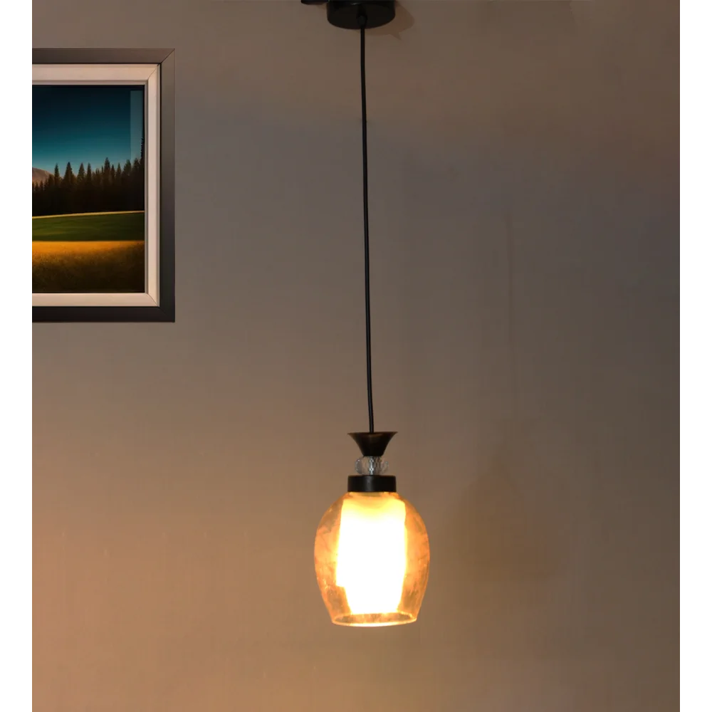 Modern Amber Glass Black Pendant Hanging | SKE-170009_ABLF