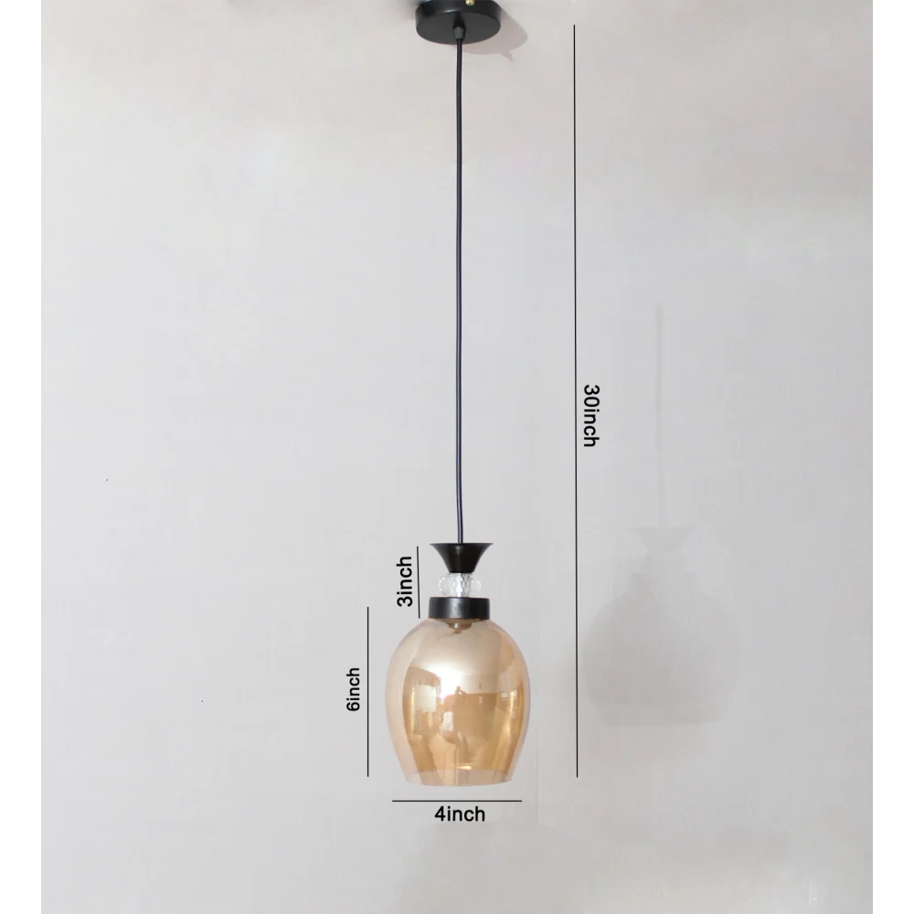 Modern Amber Glass Black Pendant Hanging | SKE-170009_ABLF