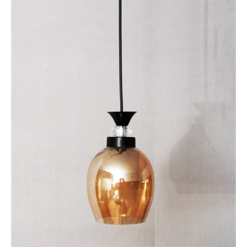 Modern Amber Glass Black Pendant Hanging | SKE-170009_ABLF