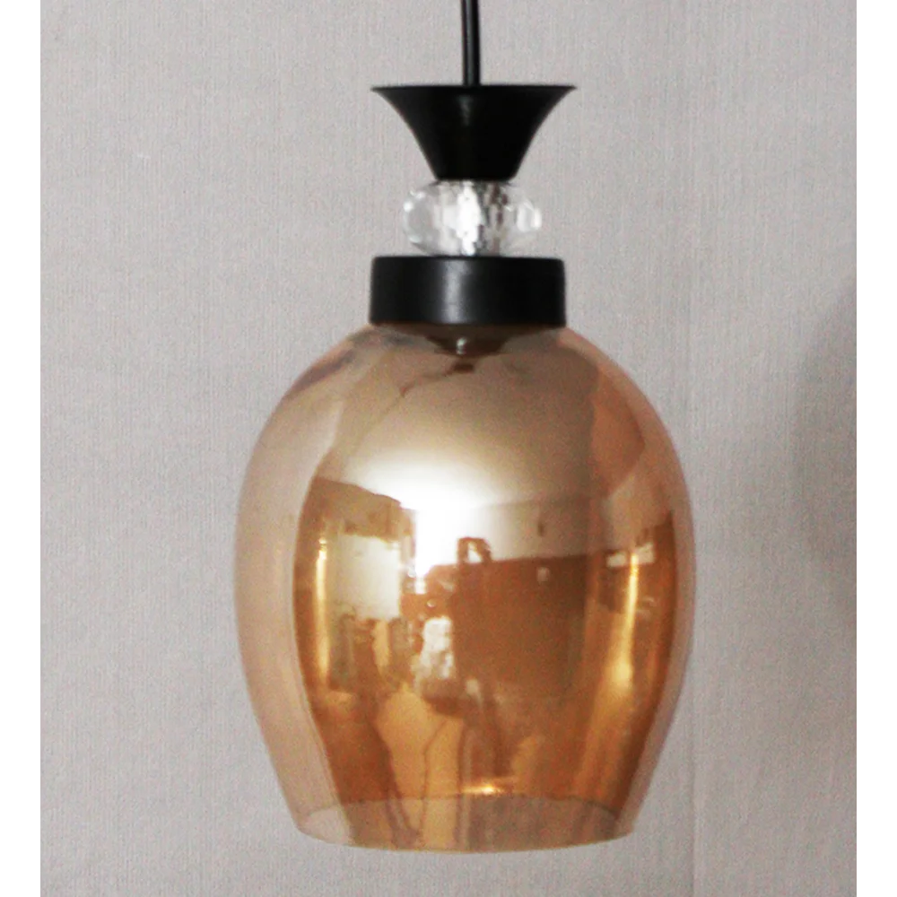 Modern Amber Glass Black Pendant Hanging | SKE-170009_ABLF