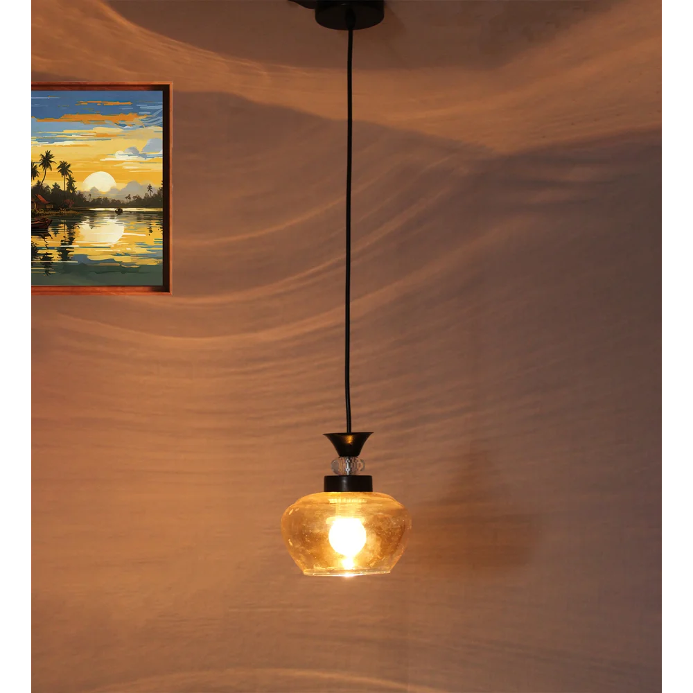 Kachori Glass Pendant Light with Amber Finish | SKE-170009_KGBL