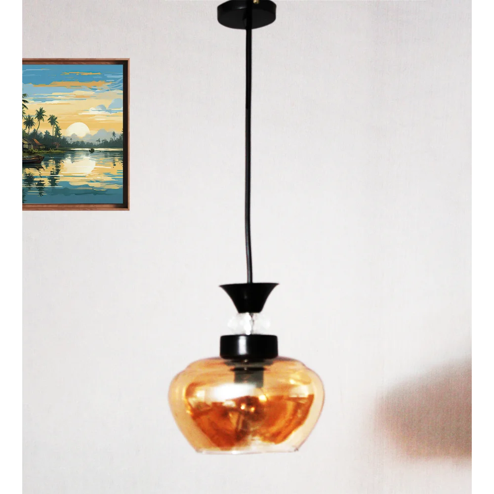 Kachori Glass Pendant Light with Amber Finish | SKE-170009_KGBL