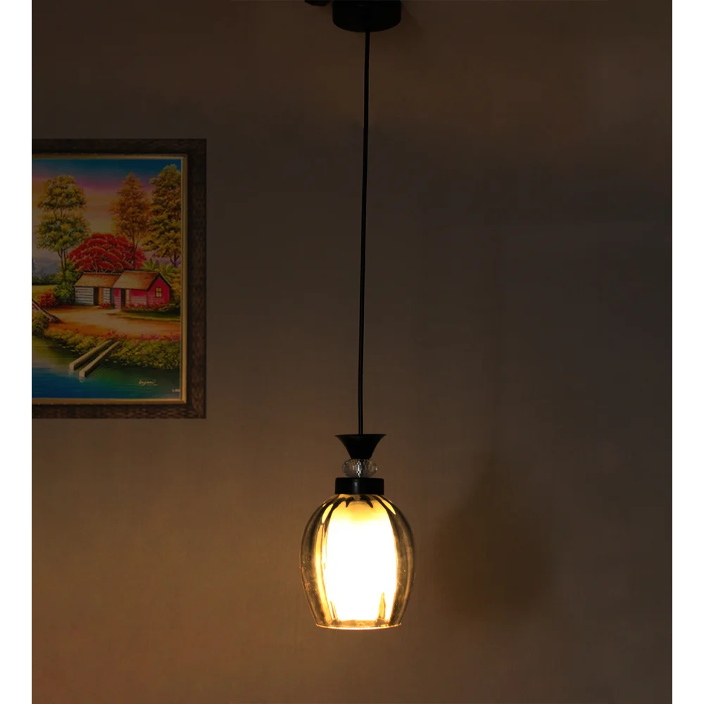 Modern Smoked Glass Pendant Light Black Finish | SKE-170009_SGBL
